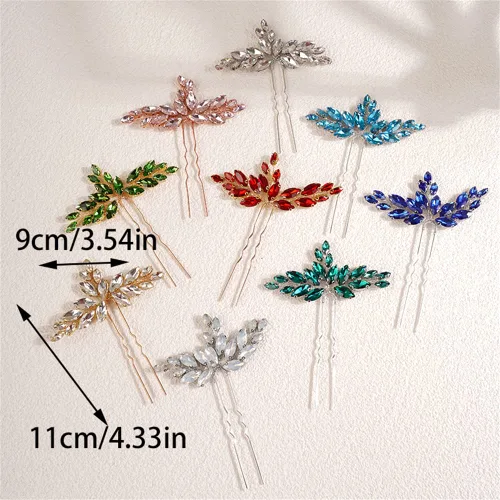 Miniatura 5 de Juego de horquillas y diadema de diamantes de imitación de cristal, piezas de lágrima para niñas de flores nupciales (3 piezas) (azul claro)