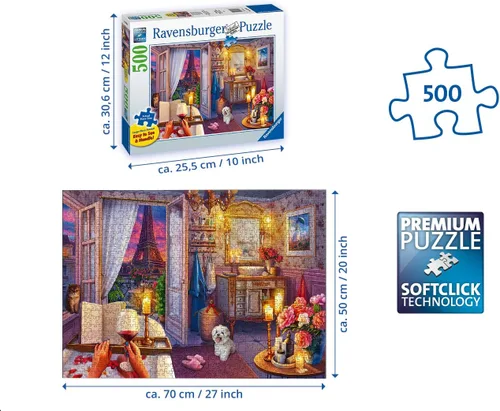Miniatura 4 de Ravensburger Rompecabezas de baño acogedor – 500 piezas de gran formato Apto para adultos Tecnología única Softclick vibrante y sin