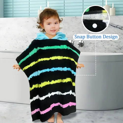 Miniatura 3 de VOOVA & MOVAS Toallas de baño con capucha para niños pequeños (2-6 años), toalla de poncho con capucha de algodón suave y absorbente para niños