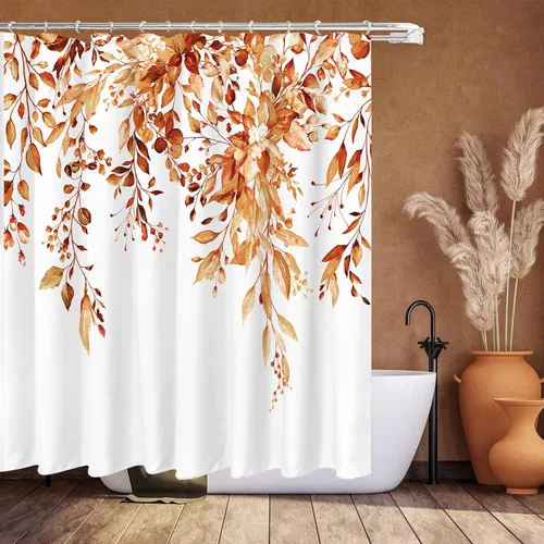 Miniatura 89 de Tititex Spun Sugar - Juego de cortinas de ducha de eucalipto azul claro, hojas de acuarela brillantes en la parte superior, decoración floral