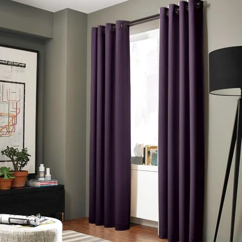 Miniatura 9 de Gorgeous Home - Panel de cortina de ventana de lino K92 de 1 pieza, liso, con ojales de bronce, 3 capas de forro de espuma, 100% térmica