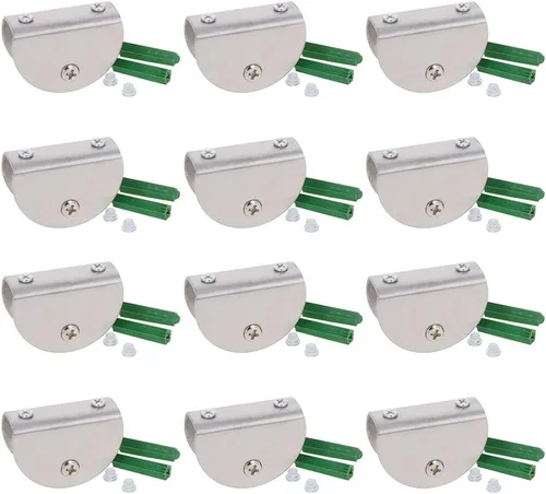 Miniatura 27 de MroMax 12PCS 1.1" x 0.87" x 0.47" (LxWxH) Soporte de estante de vidrio semicírculo ajustable acero inoxidable puerta gabinete clip plateado