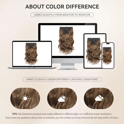 Miniatura 7 de Extensiones de cabello con clip, extensiones de cabello sintético ondulado de 14 pulgadas con clip (color: 22H10#)