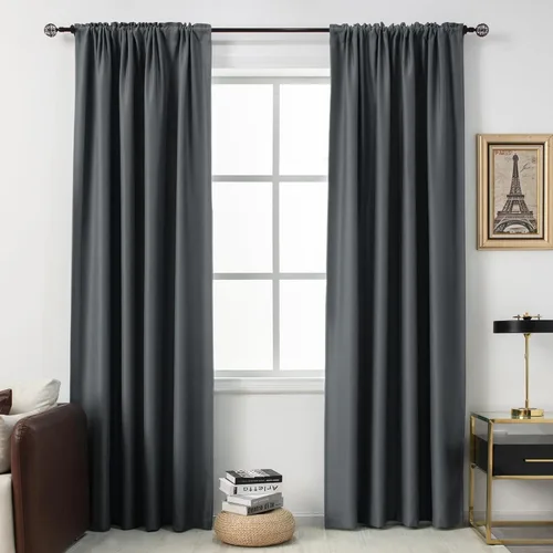 Miniatura 13 de DUALIFE Cortinas opacas de 45 pulgadas de largo, 2 paneles para ventanas pequeñas de dormitorio, aislamiento térmico, bolsillo para barra, cortinas