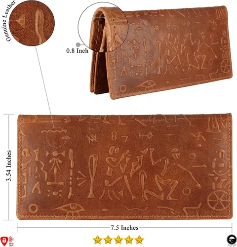 Miniatura 4 de Mou Meraki Cartera larga plegable de piel auténtica para hombre con bloqueo RFID