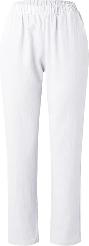 Miniatura 4 de Pantalones de lino para mujer, de verano, casuales, de tiro alto, cónicos, de algodón, cintura elástica, con bolsillos