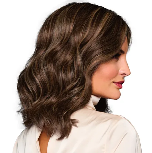 Miniatura 3 de Raquel Welch Bella Vida - Peluca ondulada en capas, 100% atada a mano, longitud de hombro por Hairuwear, gorra pequeña promedio, RL10/12 castaño