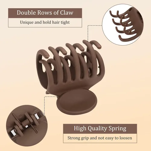 Miniatura 4 de 12 pinzas de garra de dientes de doble fila de 1.6 pulgadas, pinzas de mandíbula medianas – Accesorios para el cabello pequeño mate y brillante