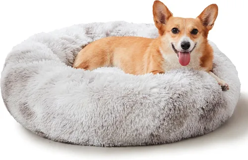 Miniatura 96 de WESTERN HOME WH Cama calmante para perros y gatos, dona acogedora anti-ansiedad, cama redonda cálida y acogedora de piel sintética, suave y azul