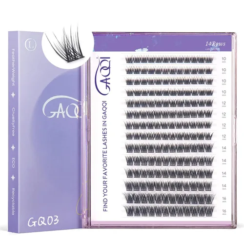 Miniatura 14 de GAQQI - Extensiones de pestañas en racimo, 120 pestañas en racimo, extensiones de pestañas de volumen 10-14 mm, pestañas individuales 3D multicapa