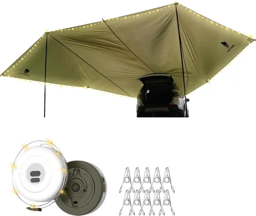 Miniatura 8 de GEERTOP Toldo grande para auto, lona para camping, mochilero, SUV, toldo para camioneta, protección solar impermeable, toldo para vehículo trasero