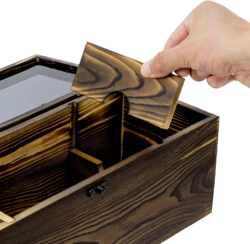 Miniatura 2 de MyGift Caja de regalo para botella de vino con ventana acrílica negra translúcida, exhibición decorativa para vino, estuche de almacenamiento