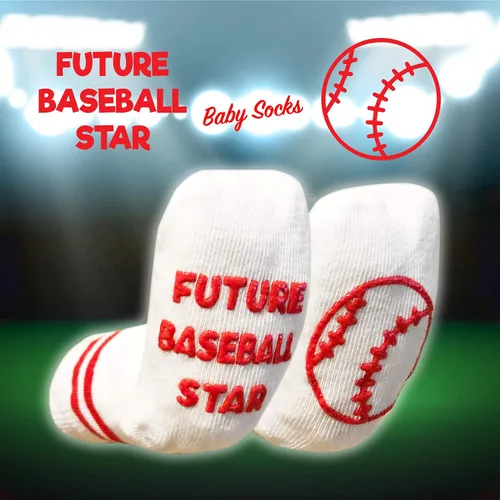 Miniatura 3 de Set de regalo de calcetines para bebé, regalo para recién nacido para niño o niña, 4 pares de lindos calcetines de estrellas deportivas en caja