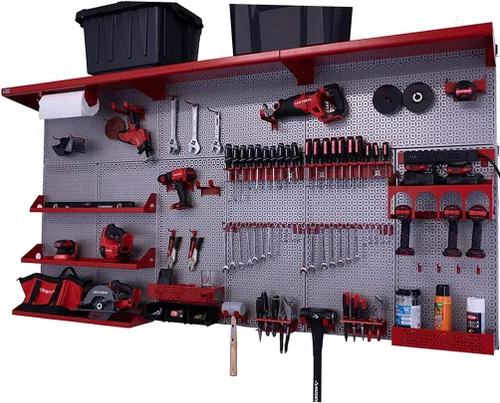 Miniatura 16 de OmniWall Weekend Warrior XL - Sistema de organización de pared de metal (negro/azul)