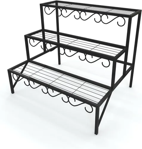 Miniatura 14 de Soporte para plantas de 3 niveles semicircular, estante organizador de macetas de flores de un cuarto redondo, soporte de exhibición de plantas al