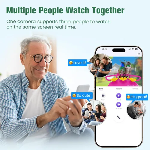 Miniatura 7 de Comedero de colibríes de 2.5K con cámara, comedero inteligente inalámbrico sin suscripción para pájaros para exteriores, cámara AI para ver video