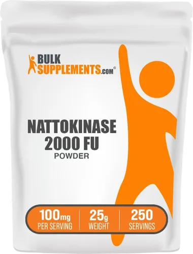 BulkSupplements. com Nattokinase 2000 FU Polvo - Procedente de extracto de natto, suplemento de nattoquinasa - Sin gluten, 100 mg de Natto en polvo