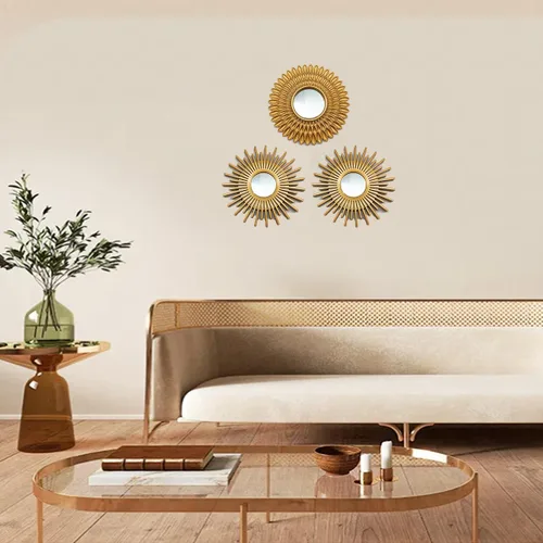Miniatura 8 de Espejos retro dorados para pared, paquete de 1. Espejos redondos. Forma de girasol. Espejos decorativos. Espejos de pared para decoración del hogar.