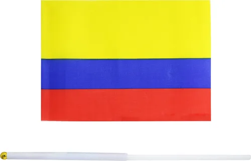 Miniatura 2 de Paquete de 25 banderas de mano pequeñas de Colombia Colombiana Colombia, banderas nacionales de campo, suministros de decoración de fiesta