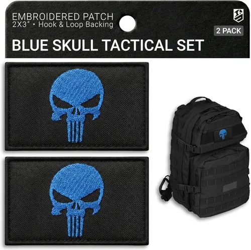 Miniatura 12 de 2 parches de calavera blanca bordados con cierre de gancho y bucle, parche táctico militar moral para mochila, chaleco a prueba de balas, arnés