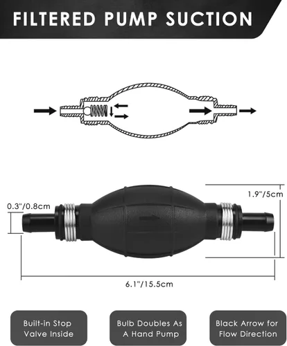 Miniatura 3 de KATUMO Bomba de Sifón, Manguera de Sifón de Gasolina de Calibre Ampliado de 15MM Mejorada Bomba Manual de Sifón de Combustible para Gasolina