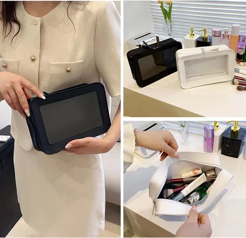 Miniatura 3 de WMM Bolsa de maquillaje transparente, Negro, Sencillo