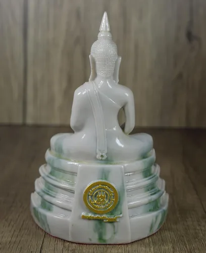Miniatura 4 de BUDDHO Estatua de Buda Sothorn de mármol blanco de 6 pulgadas de alto. Estatua de Buda tailandés sentada para decoración del hogar, decoración