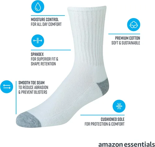 Miniatura 2 de Tienda Essentials Men's Cotton Half Cushioned Crew Socks, 10 Pairs