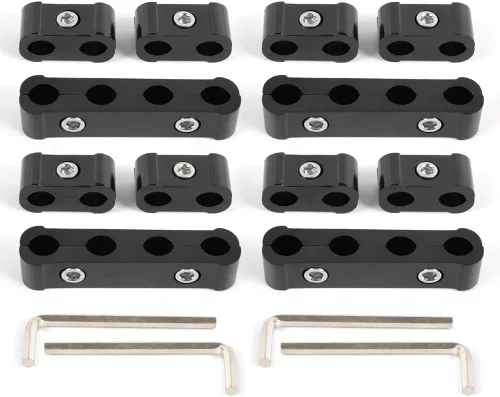 Kit divisor de alambre de bujía de motor apto para 0.315 in, 0.354 in, 0.394 in, separadores de alambre de aleación de aluminio, color negro