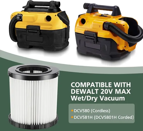 Miniatura 2 de DCV580H DCV581H - Filtro de repuesto para aspiradora DEWALT 20V MAX Wet/Dry VAC DCV580H (inalámbrico) DCV581H DCV5801H DCV5801H Aspiradora portátil