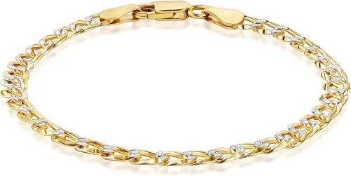 Miniatura 4 de PORI JEWELERS Pulsera de cadena cubana de oro de 18 quilates sobre plata de ley 925 italiana de 0.197 in con corte de diamante macizo para mujeres