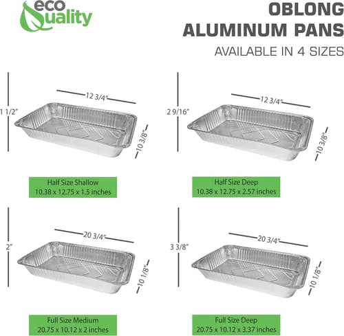 Miniatura 4 de Sartenes de aluminio desechables de 9 x 13 pulgadas, mesa de vapor, bandejas de aluminio poco profundas resistentes – sartenes de papel de hojalata