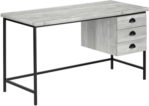 Miniatura 6 de Monarch Specialties Escritorio industrial para computadora con 3 cajones, marco de metal, mesa de estudio rectangular para laptop, 55 pulgadas