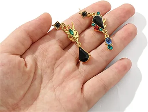 Miniatura 3 de Juego de anime Genshin Impact Zhongli Keqing Mona - Aretes de joyería de moda para mujeres y niñas Metal Plata tibetana