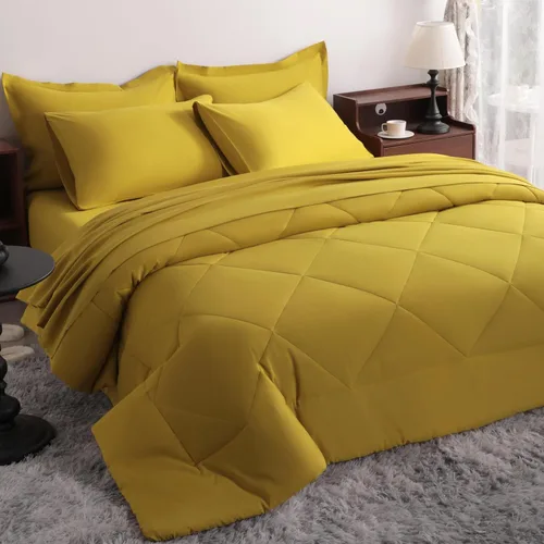 Miniatura 25 de NTBAY Juego de edredón Twin con sábanas, juego de ropa de cama Twin suave y transpirable de 5 piezas, cama Twin en una bolsa, juego de edredón Gris