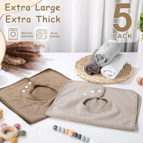 Miniatura 7 de Hercicy Baberos de cobertura completa con capucha para bebés y niños pequeños de felpa con botón de presión para niños de 0 a 4 años, unisex