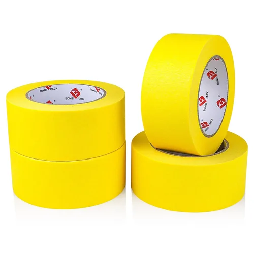 Miniatura 9 de BOMEI PACK Paquete de 4 cintas amarillas para pintores de 2 pulgadas de ancho, cinta adhesiva amarilla mediana de 2 pulgadas x 55 yardas