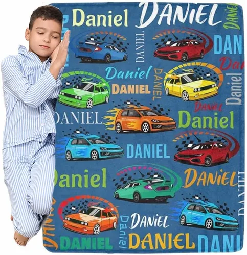 Miniatura 11 de Manta personalizada de camión para niños, manta personalizada para automóvil con nombre, manta suave de dibujos animados para regalo de Navidad