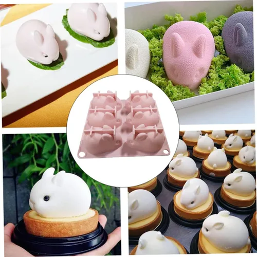 Miniatura 6 de Molde de chocolate de Pascua y dulces, molde de conejo de Pascua 3D de silicona para conejo, molde de chocolate para hornear para hacer pasteles