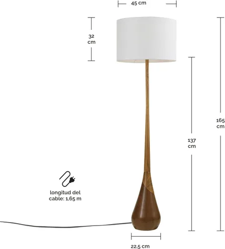 Miniatura 5 de Globe Electric Novogratz x Globe Harrington - Lámpara de pie de 65 pulgadas, base de madera sintética de 2 tonos, pantalla de tela blanca