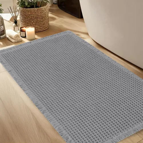 Miniatura 13 de Hiasan Tapete de baño de punto gofre, súper absorbente, antideslizante, con borlas, lavable a máquina, tapete con parte trasera de goma ultra suave