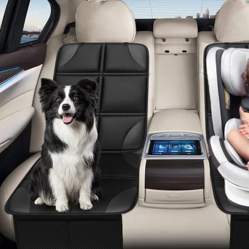 Miniatura 4 de Protector de Asiento de Coche, Protector de Asiento con Acolchado Grueso Debajo del Asiento de Coche del Bebé, Funda de Asiento de Tela Negro