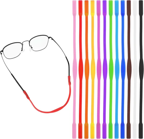 Qianyu 12 correas elásticas para gafas deportivas, antideslizantes, de silicona para niños, correas de seguridad para gafas sin cola, retenedores de