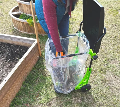 Miniatura 6 de Bosmere W305LVC Carrito de jardín propósito, cubo de basura plegable ajustable para patio, papelera portátil, verde bosque