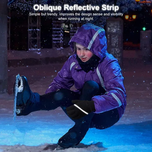 Miniatura 4 de OOPOR Guantes de invierno cálidos para correr, para niños, para clima frío, ciclismo, nieve, esquí, deportes, niños y niñas de 4 a 12 años