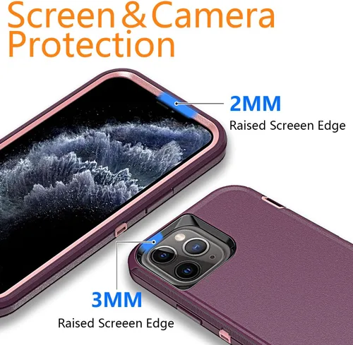 Miniatura 5 de YmhxcY Funda para iPhone 11 Pro, a prueba de golpes, a prueba de caídas, a prueba de polvo, a prueba de caídas, 3 capas, duradera, funda de teléfono