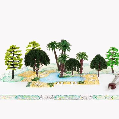Miniatura 6 de 20 piezas de árboles modelo de plástico en miniatura para micro paisaje tren decoración de paisajes suministros de diorama