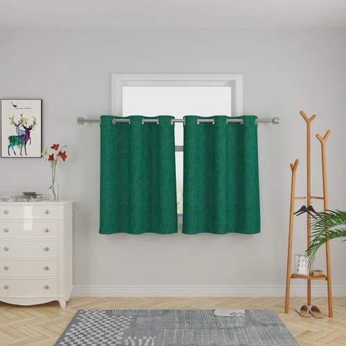Miniatura 34 de UPOPO Cortinas de niveles de cocina negras de privacidad de lino texturizado de 24 pulgadas de largo, cortinas de café sobre el fregadero, cortinas