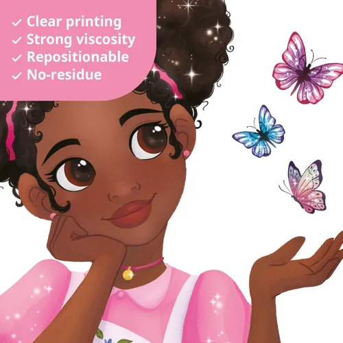 Miniatura 4 de DECOWALL SG2-2315 Pegatinas de Pared Black Girl Magic Calcomanías Dormitorio de Niñas Mariposa Habitación de Niños Arte Decoraciones para Niños