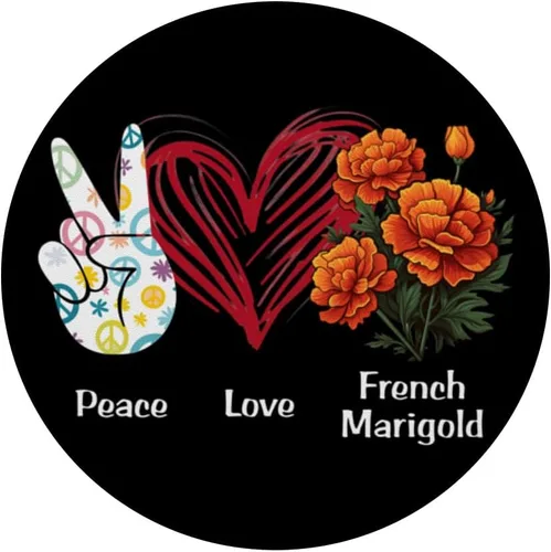 Miniatura 3 de Peace Love French Marigold Flower Hippie Marigold Lover PopSockets Standard PopGrip